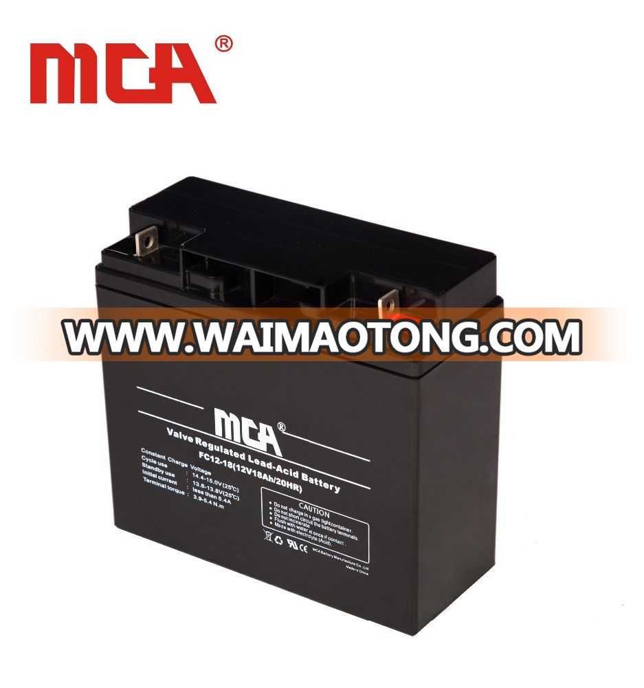 good quality 12V 18Ah sealed lead acid UPS storage battery